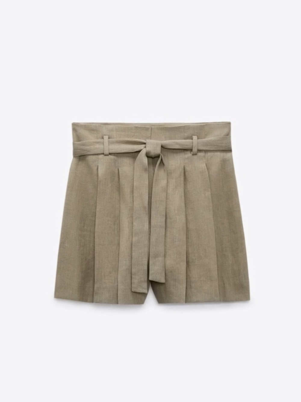 Zara Taupe Tie-Waist Linen Bermuda Shorts - Picture 6 of 9